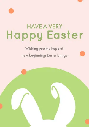 White and Green Happy Easter Bunny Ears Card Easter Day Card