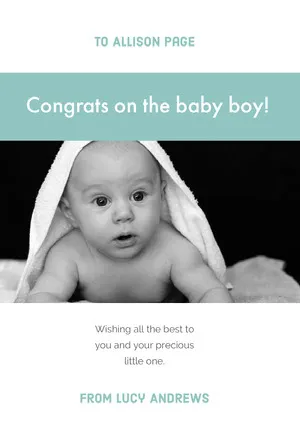 Blue Baby Congratulations Card with Photo Congratulations Card