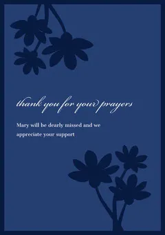 Blue and White Thank You Card  Funeral Card