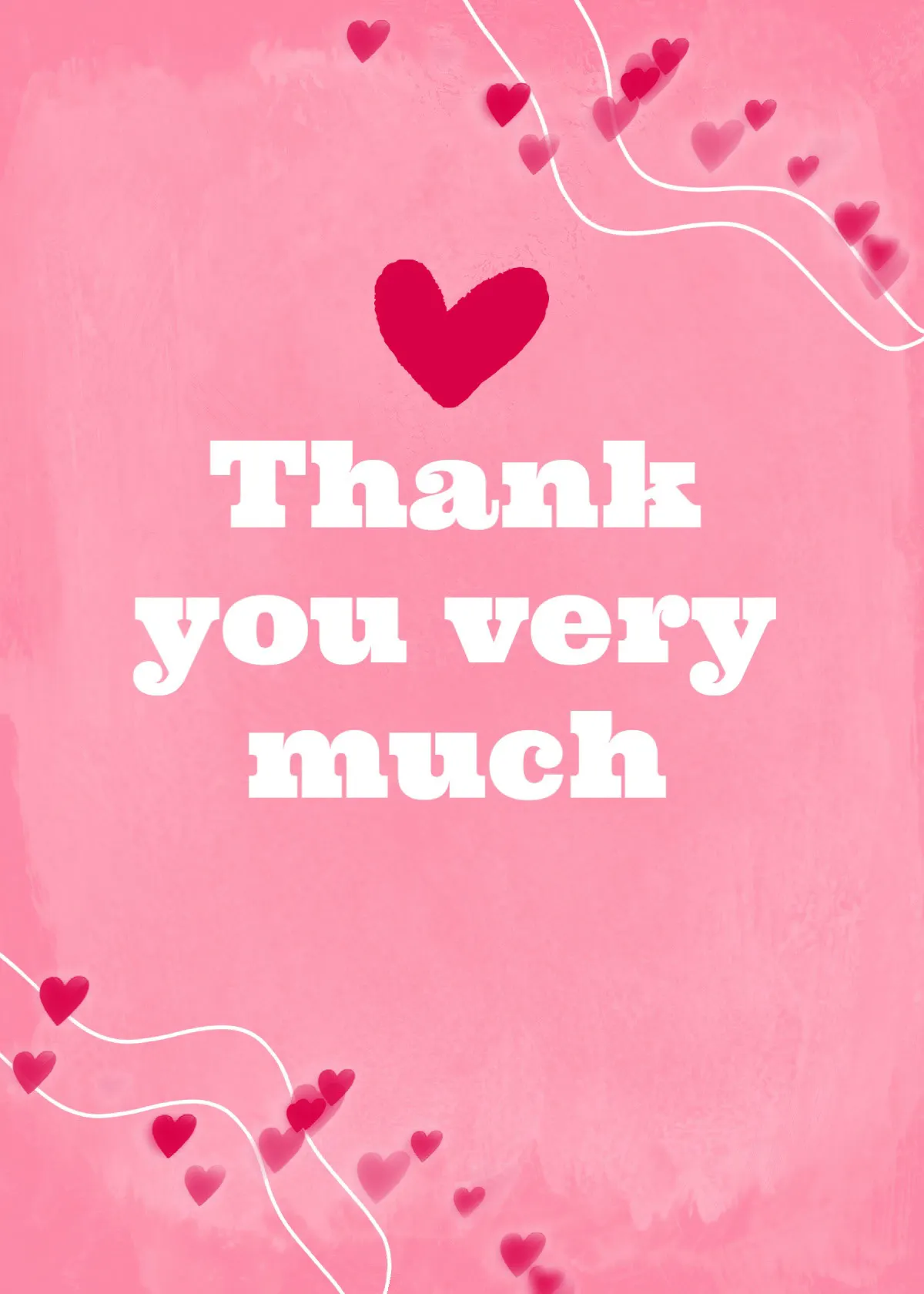 Pink, Red and White Love Hearts Thank You Card