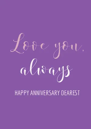 Violet and White Anniversary Card Anniversary Card