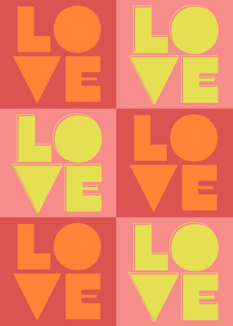 Red, Orange & Yellow Love Greeting Card