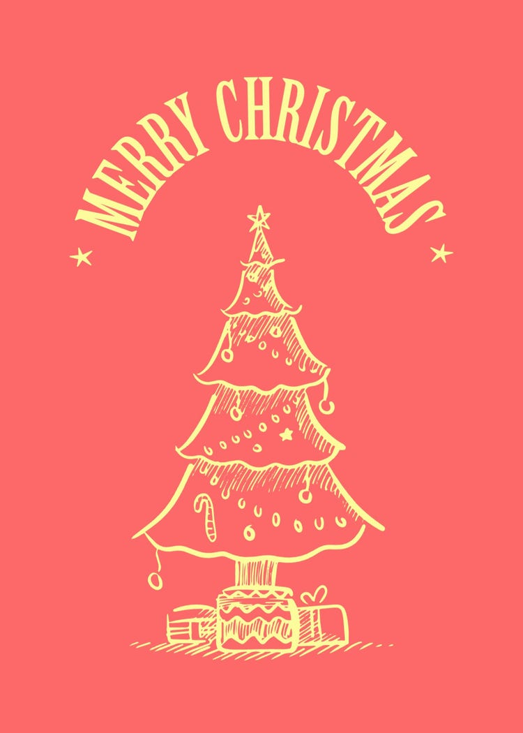 Red and Yellow Christmas Card