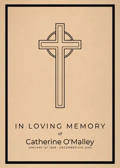Brown Celtic Funeral Card In Loving Memory