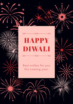 Black White and Red Happy Diwali Card Diwali