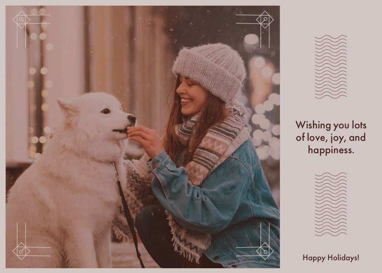 Smiling Woman and Dog Holiday Photo Card