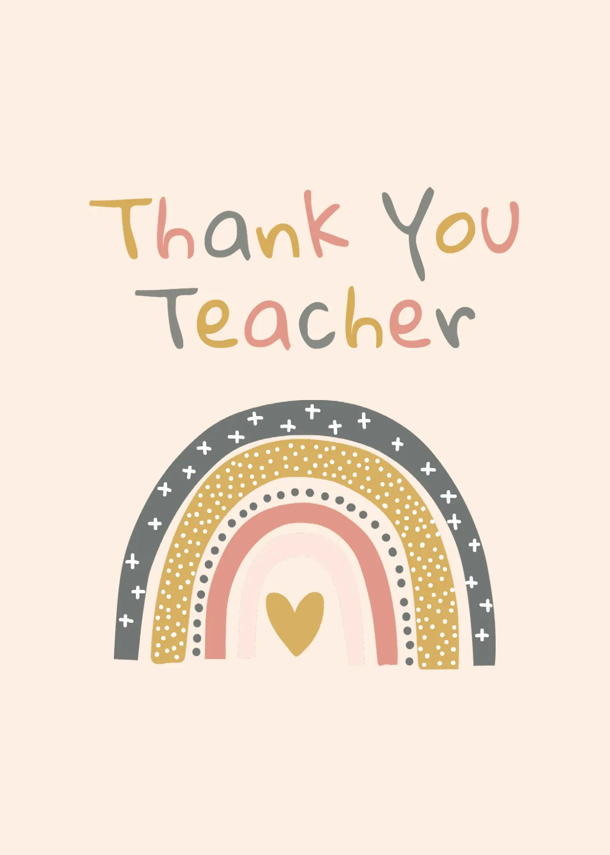 Gold & Beige Thank You Teacher Greeting Card