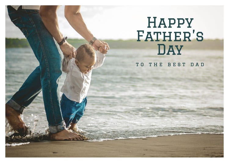 Blue and White Father's Day Photo Card