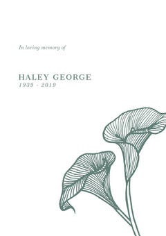 Funeral Invitation Card with Flowers In Loving Memory