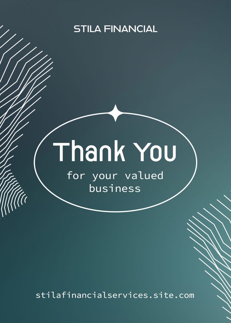 Dark Green And White Business Thank You Card