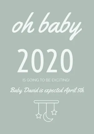 Light Green Pregnancy Announcement Card Baby Shower Card