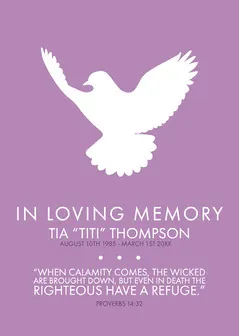 Purple Modern Funeral Card In Loving Memory