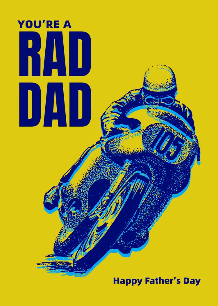 Yellow & Blue Motorbike Father's Day Greeting Card