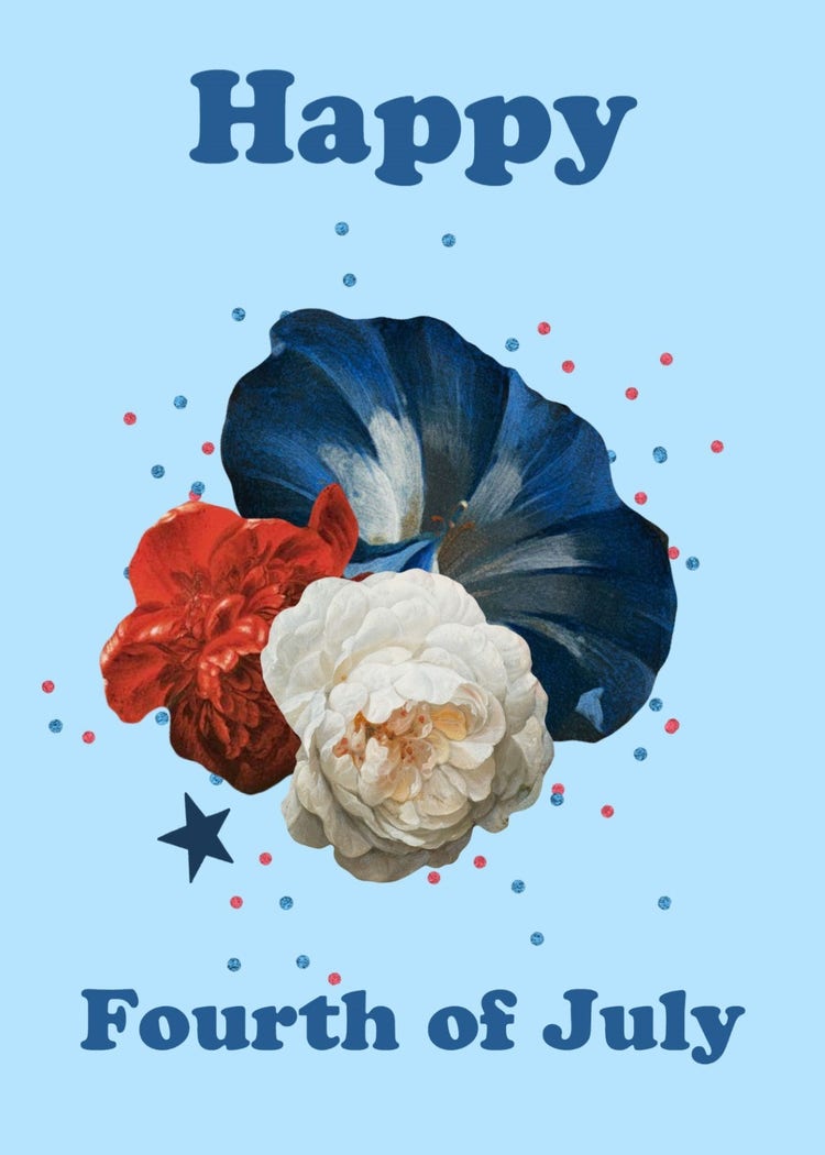 Blue And Red Playful Flower Greeting Card