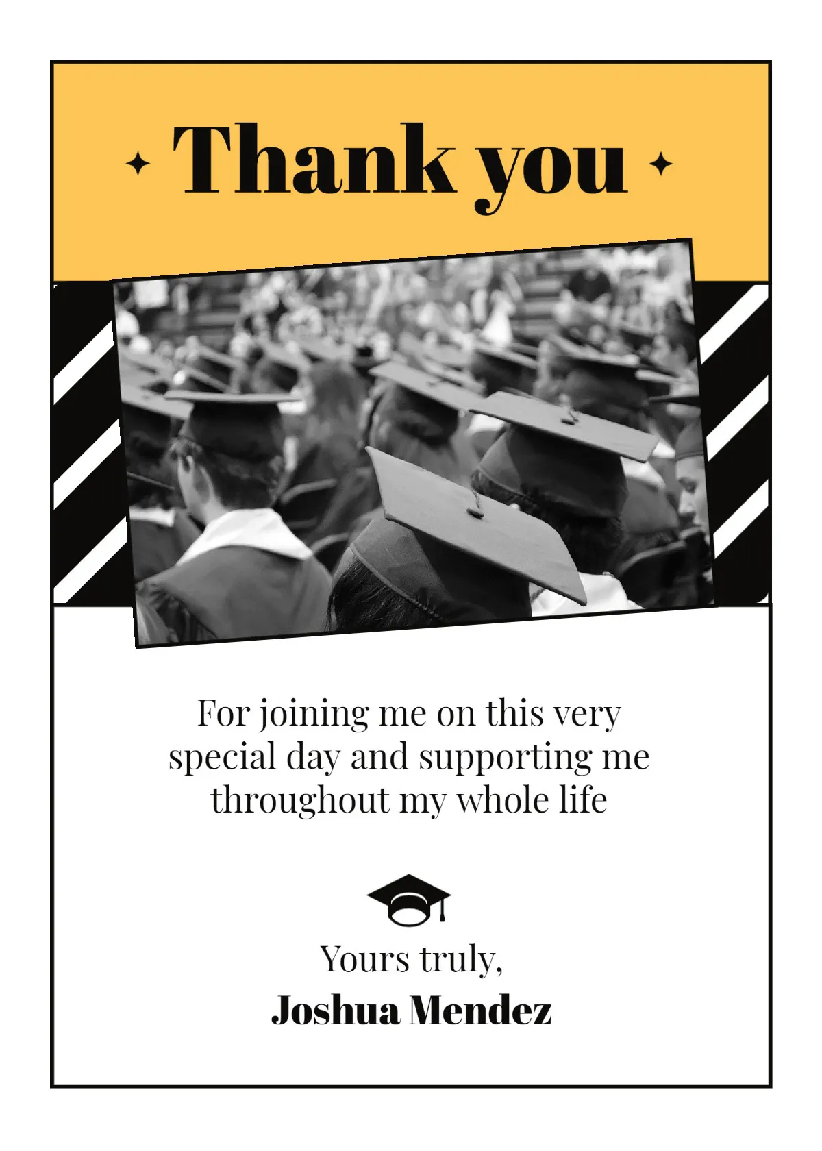 White Minimalistic Graduation Thank You Card
