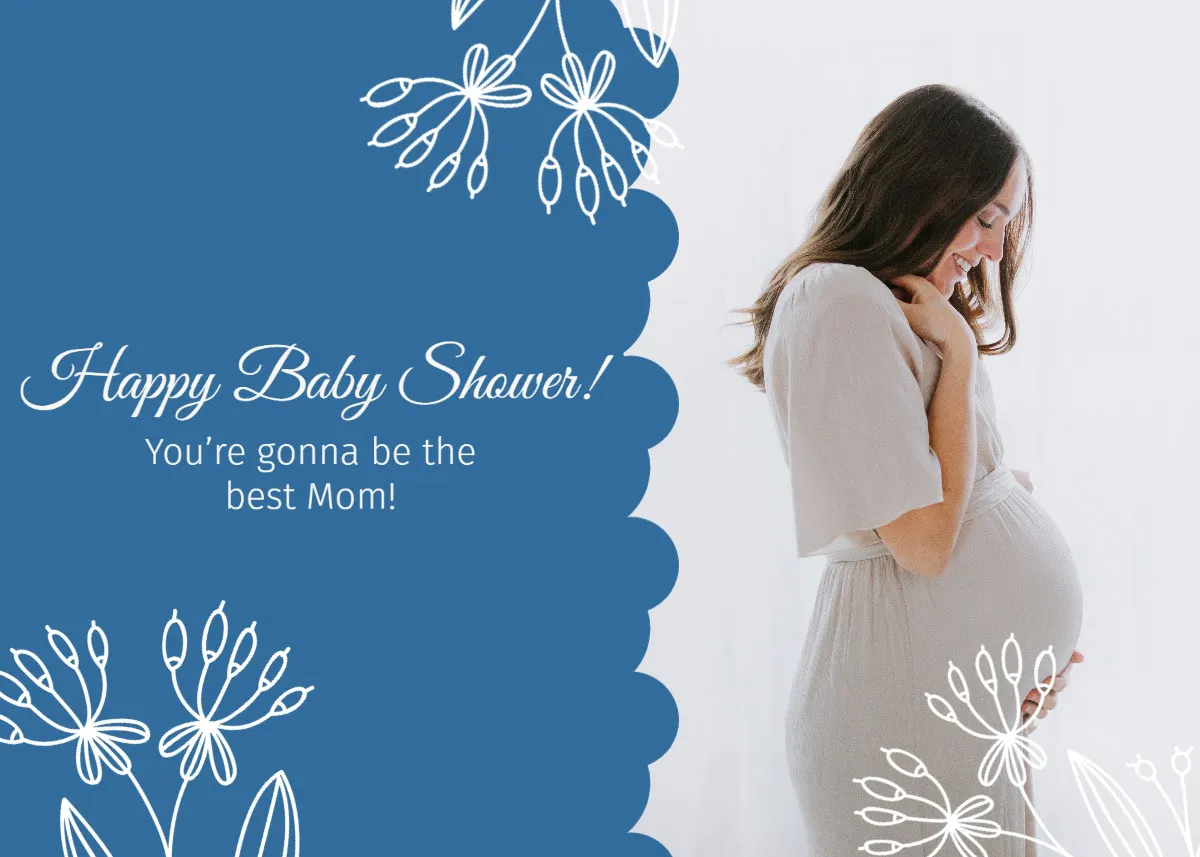 Blue and White Baby Shower Card