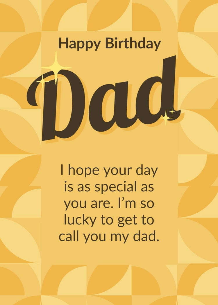 Brown and Yellow Happy Birthday Dad Greeting Card