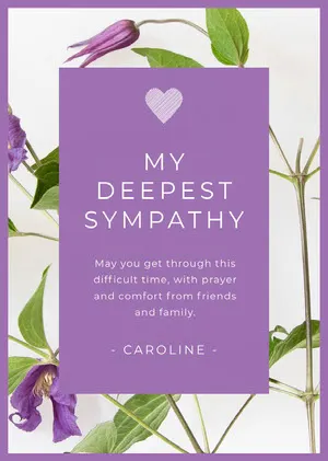 Violet and White Love Card Sympathy Card