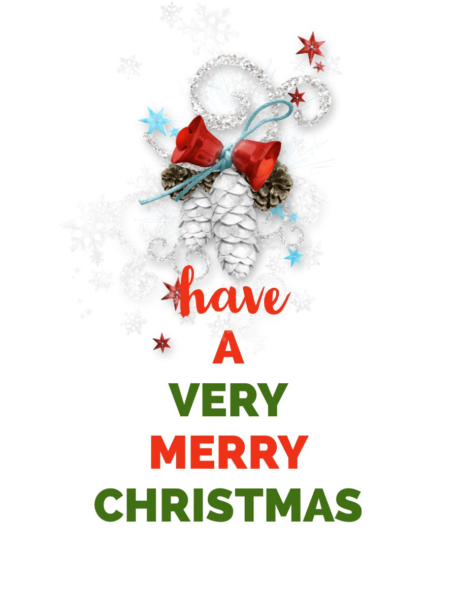 Merry Green Christmas Card Template for Photoshop Instant Download