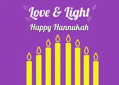 White Yellow and Violet Happy Hanukkah Card Hanukkah