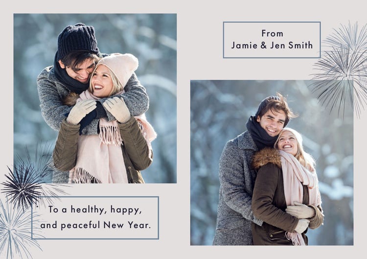 White and Blue Young Couple Holiday Photo Card