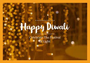 Yellow and Gold Happy Diwali Wishes Card Diwali