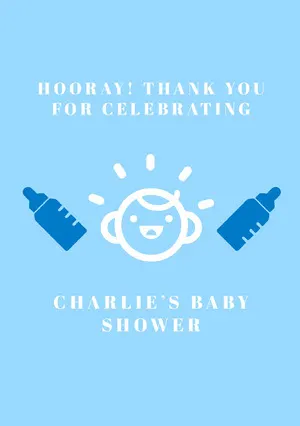 Blue and White Thank You Card Baby Shower Card
