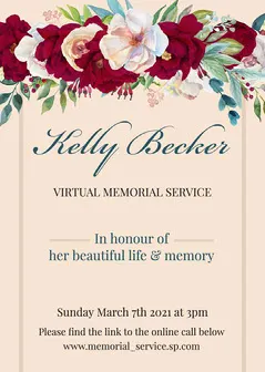 Cream & Red Floral Funeral Invitation Card Funeral Card