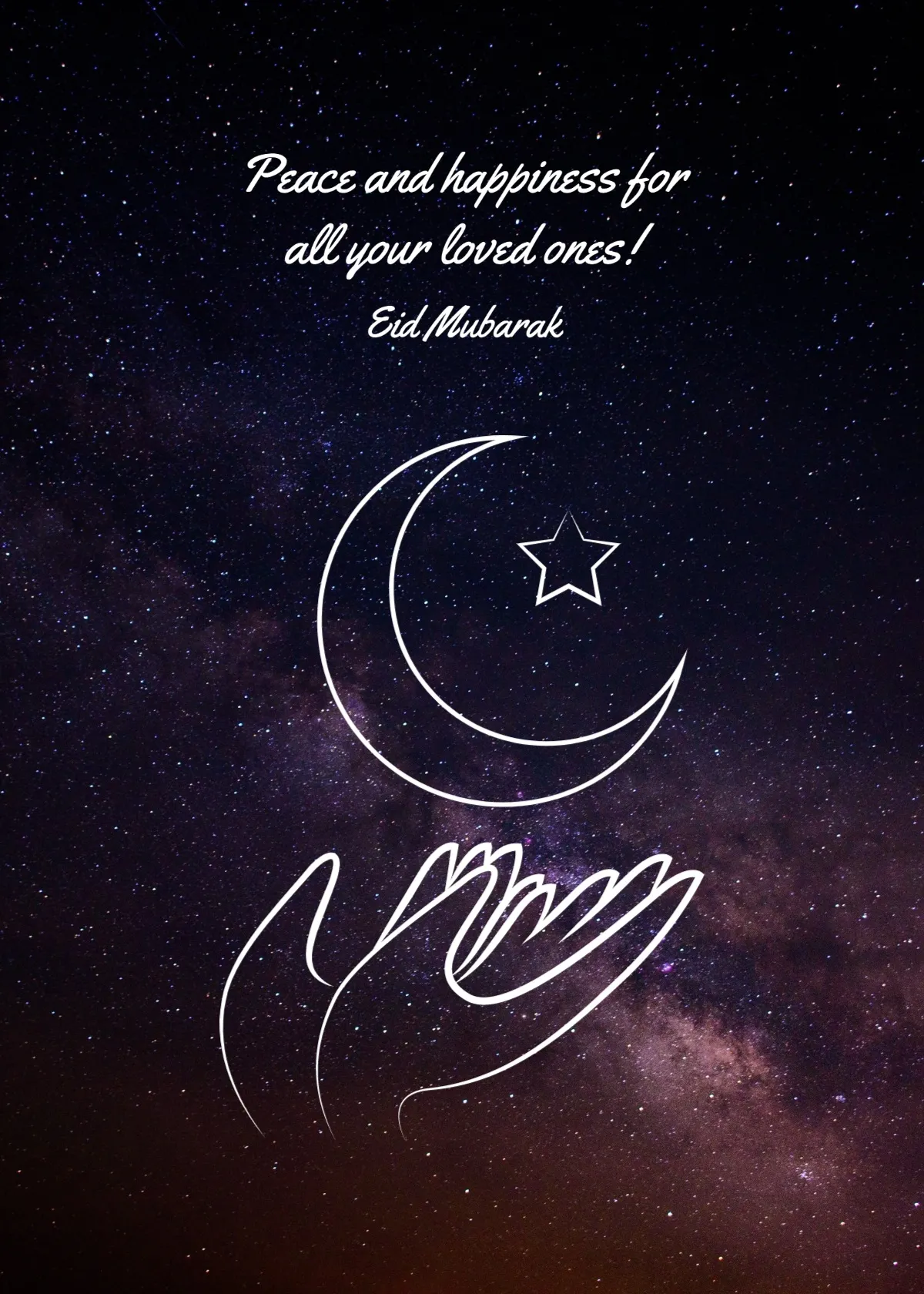 Purple Black Starry Sky Eid Mubarak Ramadan Card