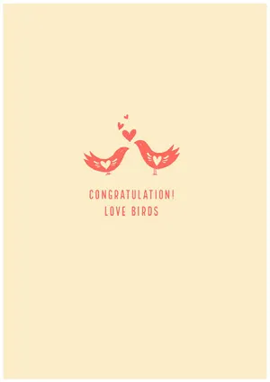 Yellow and Red Engagement Congratulations Card with Birds Congratulations Card
