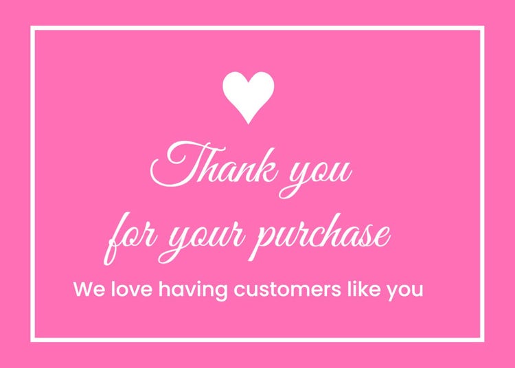 Pink and White Thank You Business Card