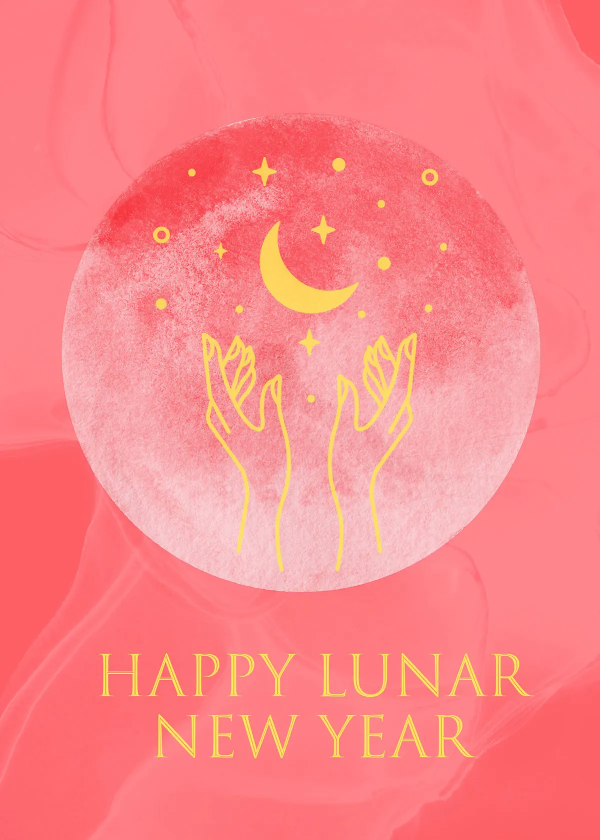 Red & Gold Elegant Moon Greeting Card
