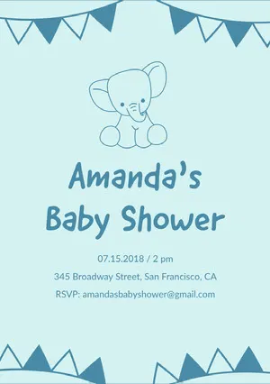Blue and Navy Blue Baby Shower Invitation  Baby Shower Card