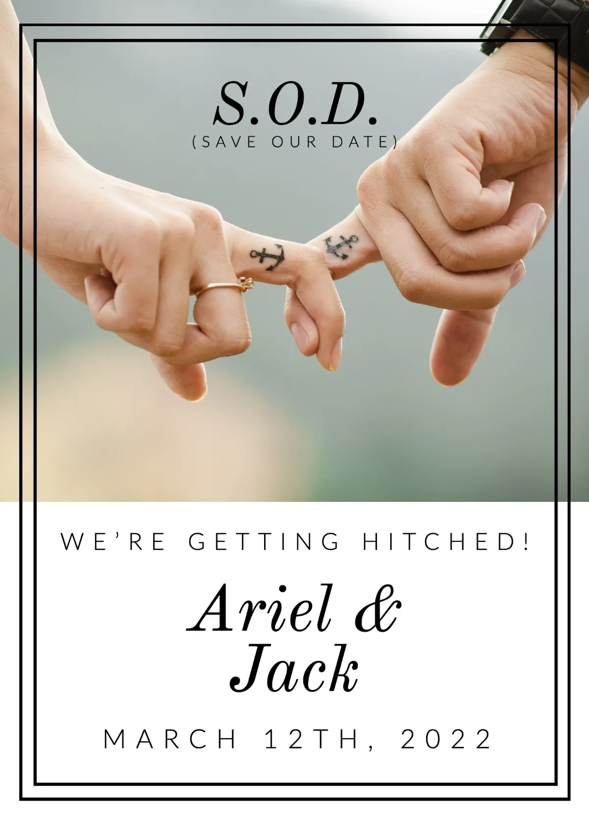  Black and White Engagement Announcement Photo Card