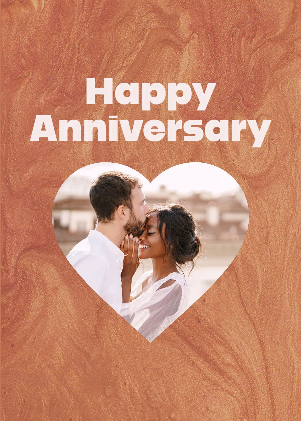 Brown And White Heart Picture Anniversary Card