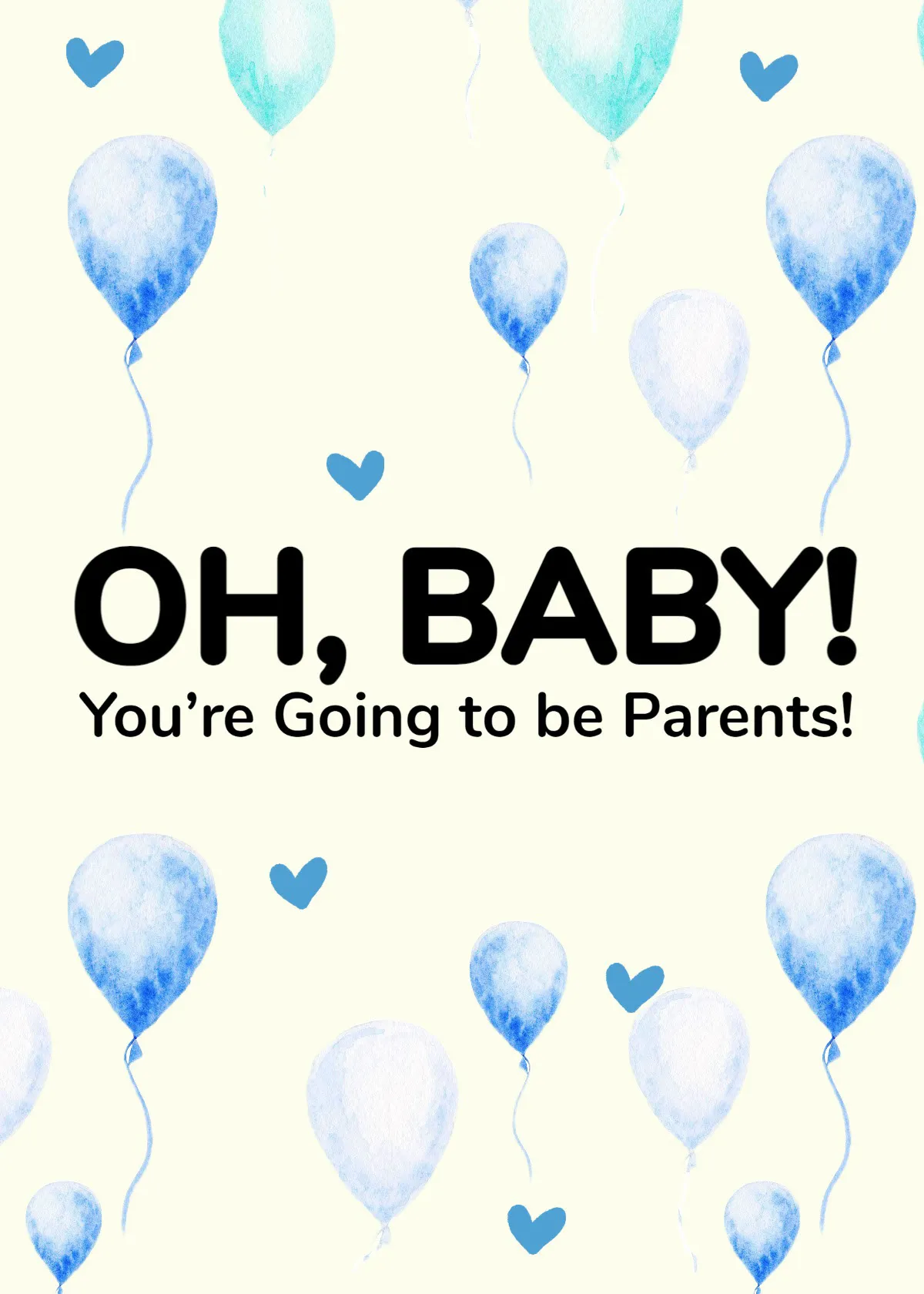 Yellow & Blue Balloon Baby Shower Greeting Card