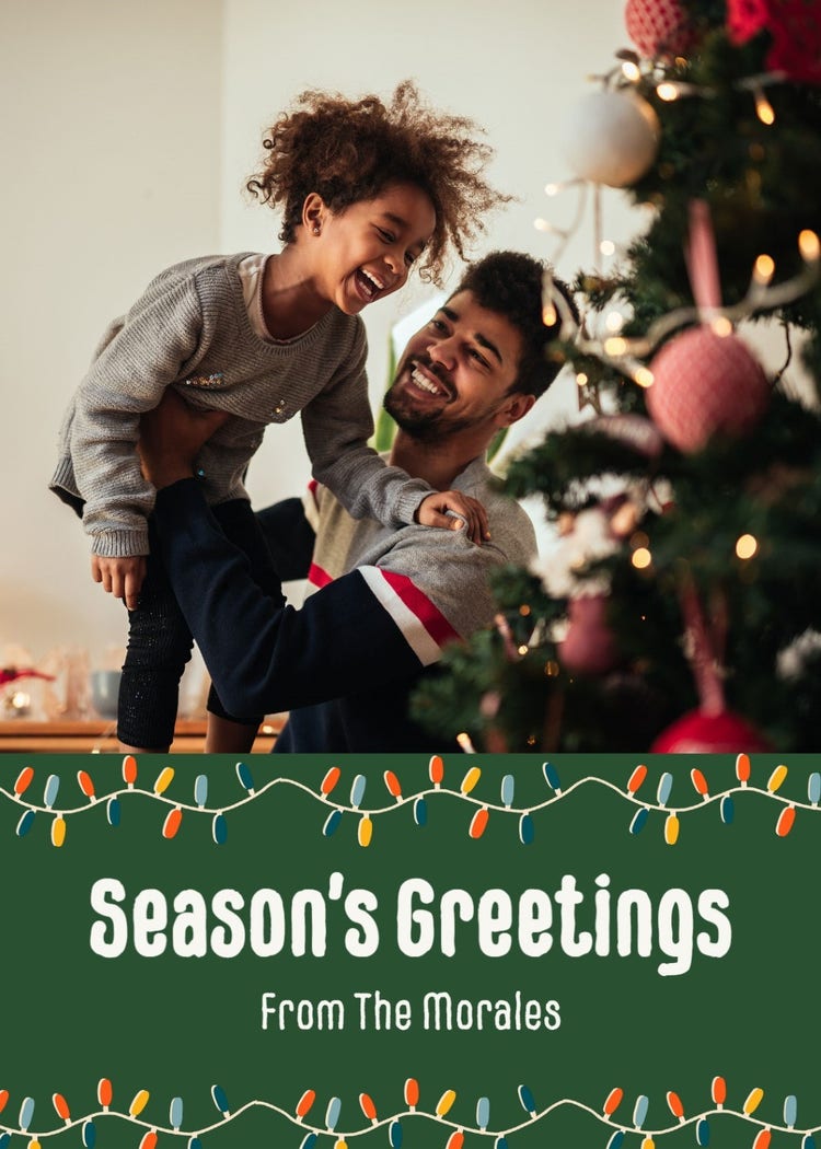 Green and White Morales Family Christmas Card
