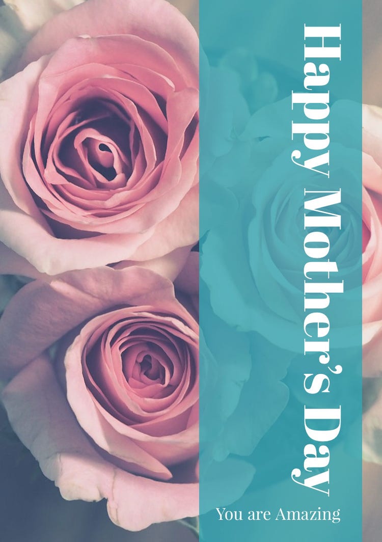Blue WIth Pink Roses Happy Mother’s Day Card