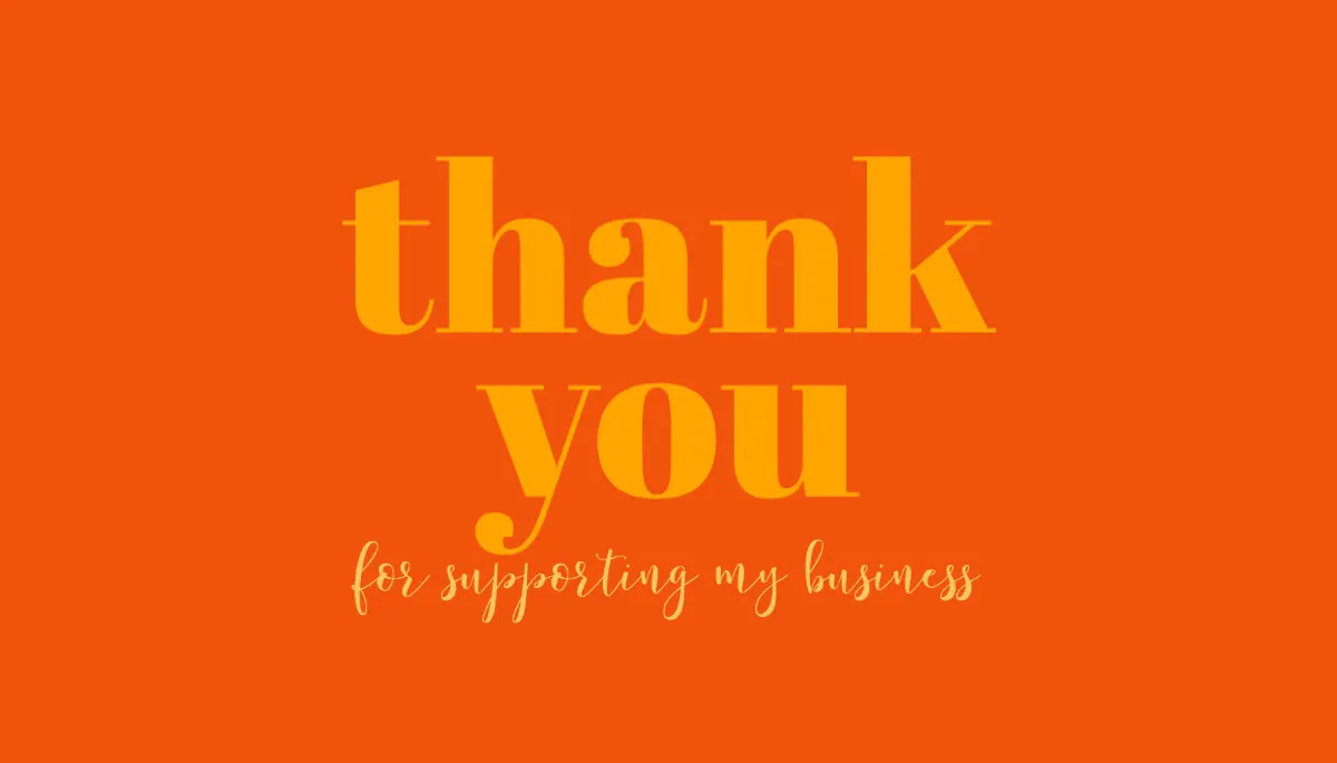 Orange Simple Thank You For Your Business Card