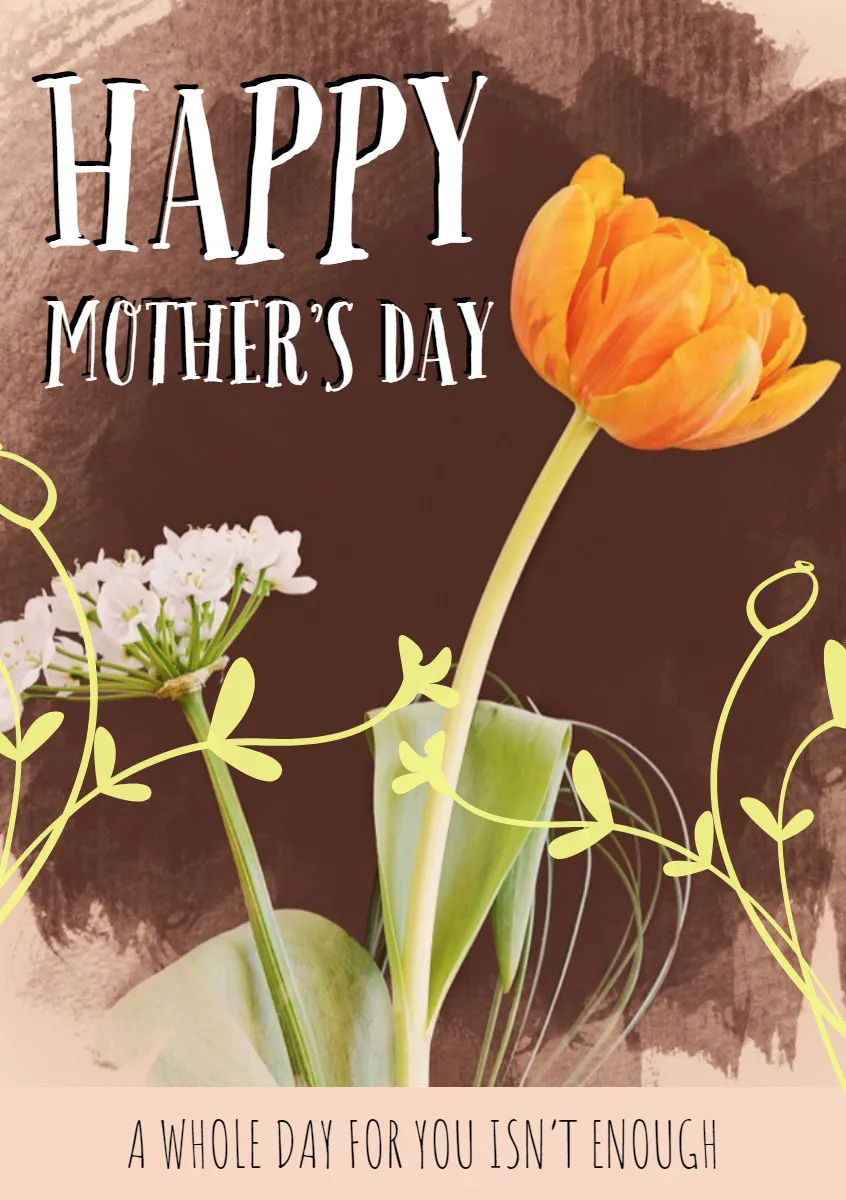 White With Yellow Tulip Mother's Day Card