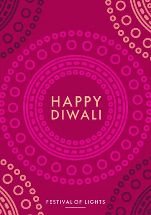 Pink and White Happy Diwali Card Diwali