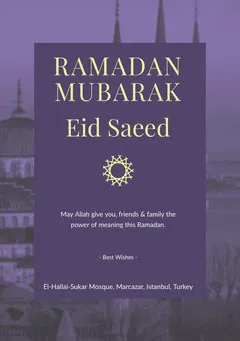 Violet and Yellow Ramadan Mubarak Flyer Eid Mubarak