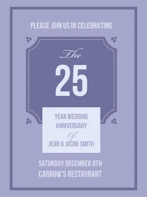 Violet and White Wedding Anniversary Card Anniversary Card