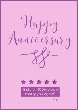 Violet and Pink Happy Anniversary Card Anniversary Card