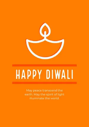 Orange and White Happy Diwali Card Diwali
