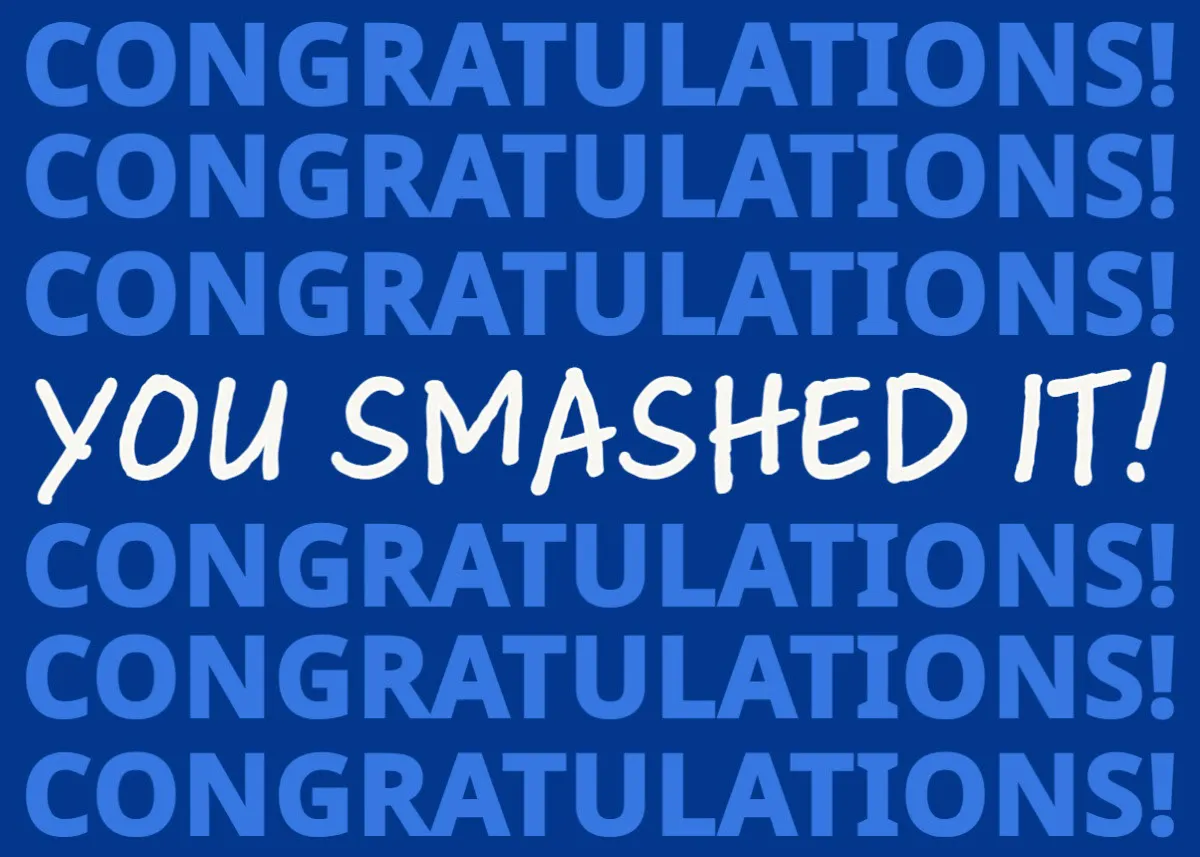 Blue & White Repeated Congratulations Graduation Greeting Card
