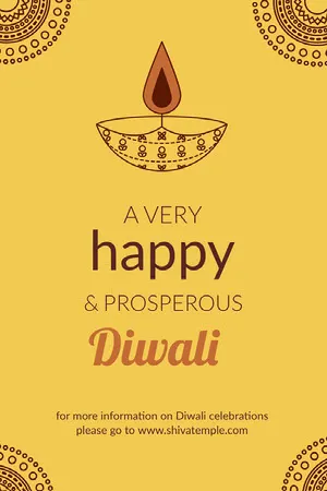 Yellow Illustrated Happy Hindu Diwali Festival Pinterest Graphic Diwali