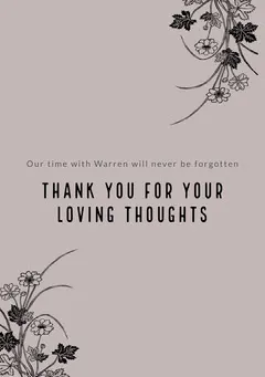 Violet and Black Thank You Card Funeral Card