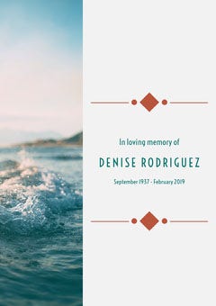 Funeral Invitation Card with Waves in Sea In Loving Memory