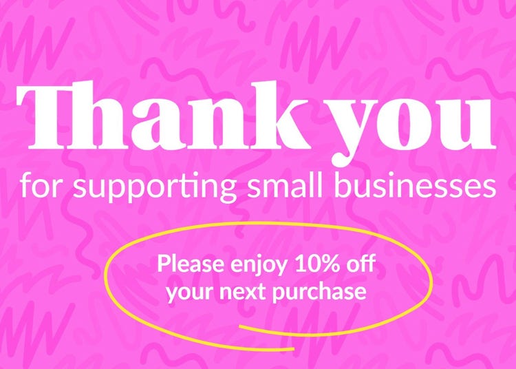 Pink & Yellow Thank You Business Card